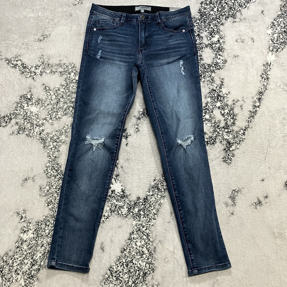 William Rast Blue Distressed Skinny Jeans Mid Rise Stretch Women's Size 8 NWOT